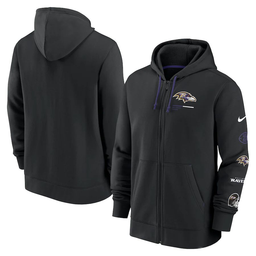Men Baltimore Ravens nike black surrey full zip hoodie->baltimore ravens->NFL Jersey